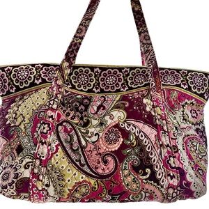 Vera Bradley Retired Very Berry Paisley Large Travel Tote Bag With Zipper